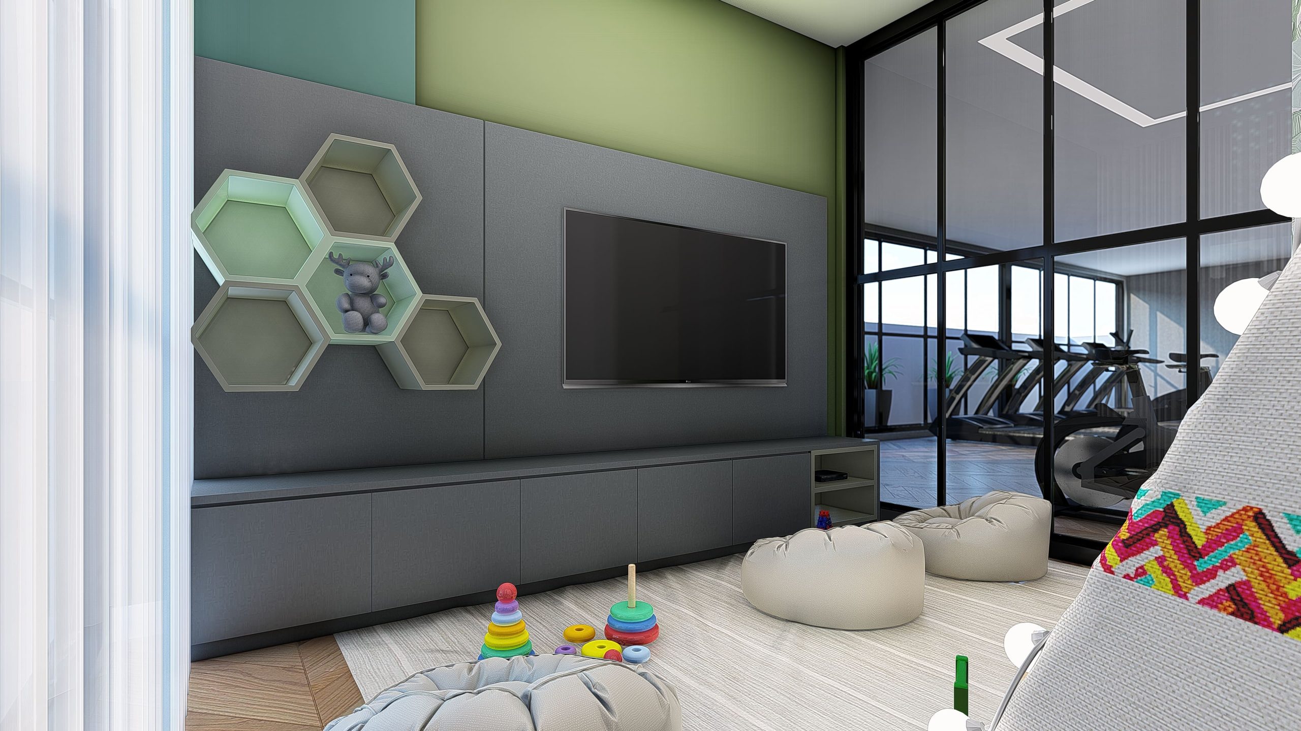 Designer 3D - Renderização de área comum Condomínio.