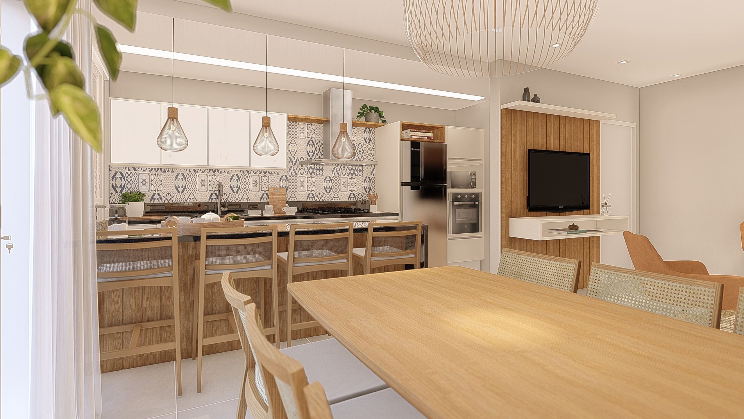 Arquitetura de Interiores - Cozinha e Sala integradas